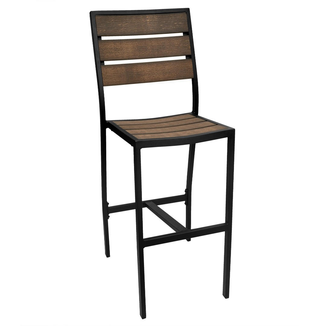 CLOSEOUT: New England Collection Outdoor Side Bar Stool with Barn Wood-Inspired Poly Slats Questions & Answers