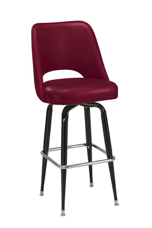 Contemporary Bucket Seat Bar Stool with Cut-Out Back on Black/Chrome Base from Regal Seating Questions & Answers