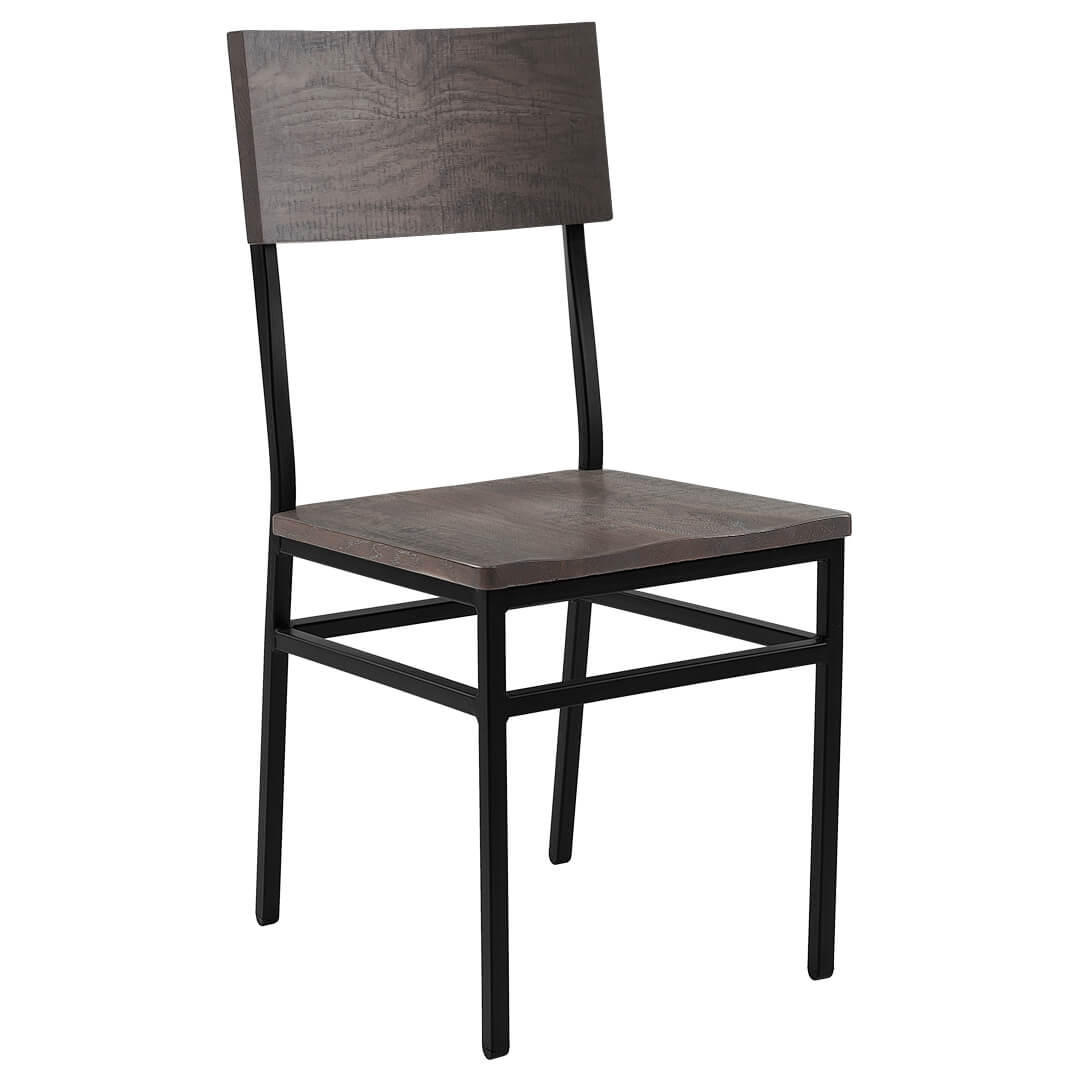 CLOSEOUT: Henry Collection Steel Chair With Shaker Gray Solid Wood Seat and Back Questions & Answers