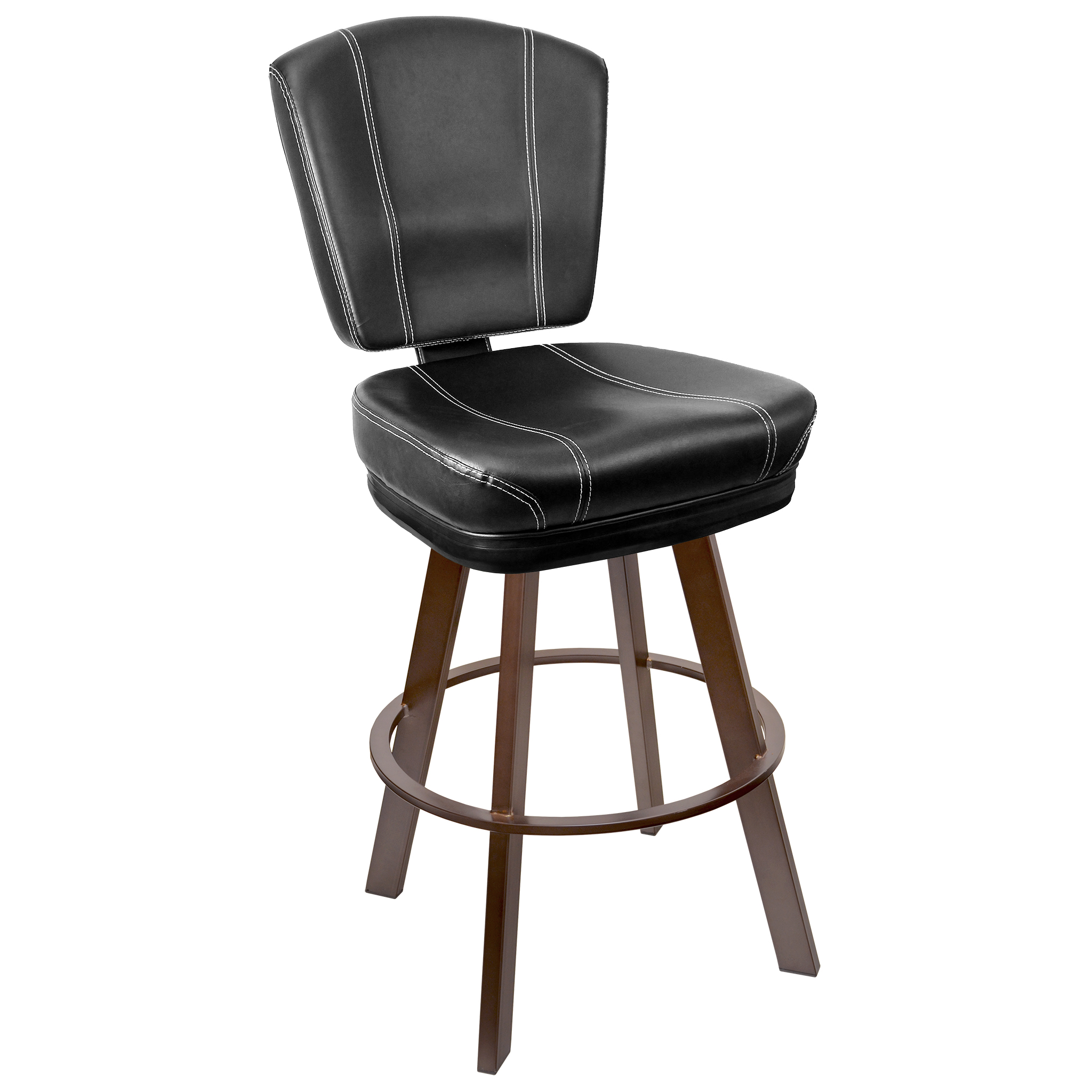 Gladiator 825 Modern Bucket Bar Stool on Large Rust Frame with White Stitching and Choice of 4 Vinyl Colors Questions & Answers