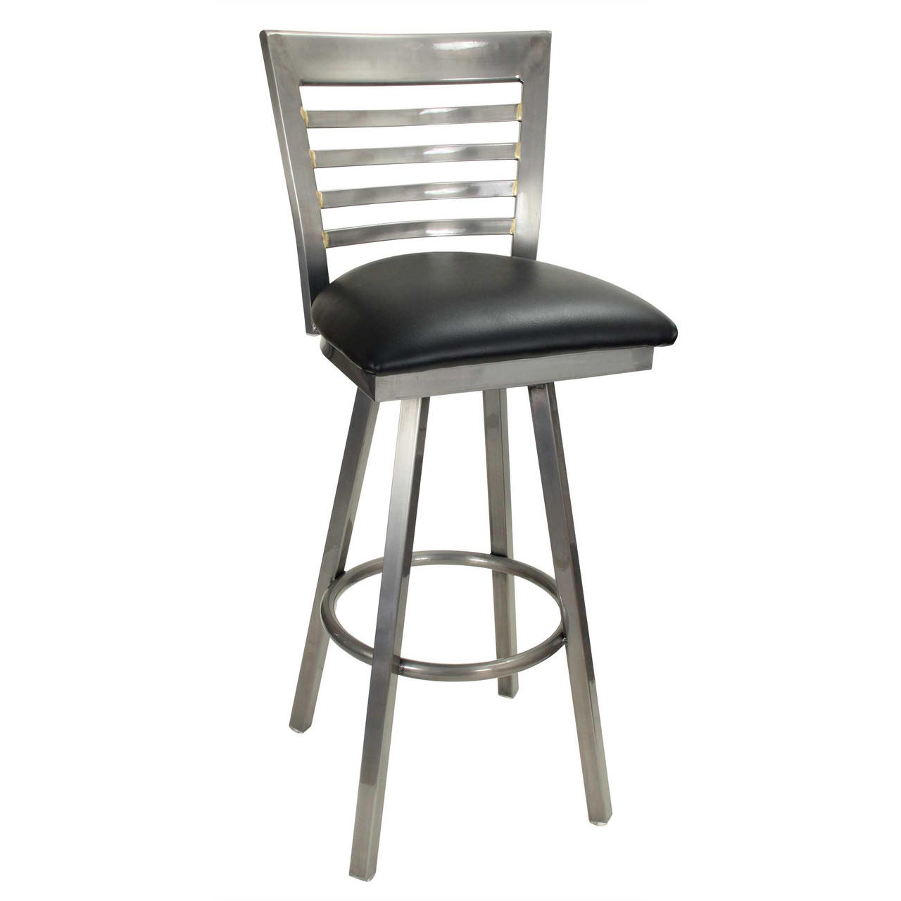 Gladiator Clear Coat Full Ladder Back Metal Swivel Bar Stool with Choice of 4 Stock Vinyl Seats Questions & Answers