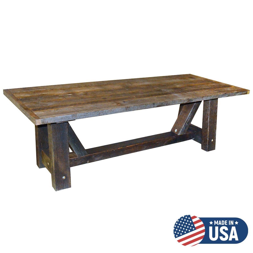 Reclaimed Barn Wood Farm Table with Table Height Beam Base with Choice of 3 Finishes (Multiple Sizes Available!) Questions & Answers