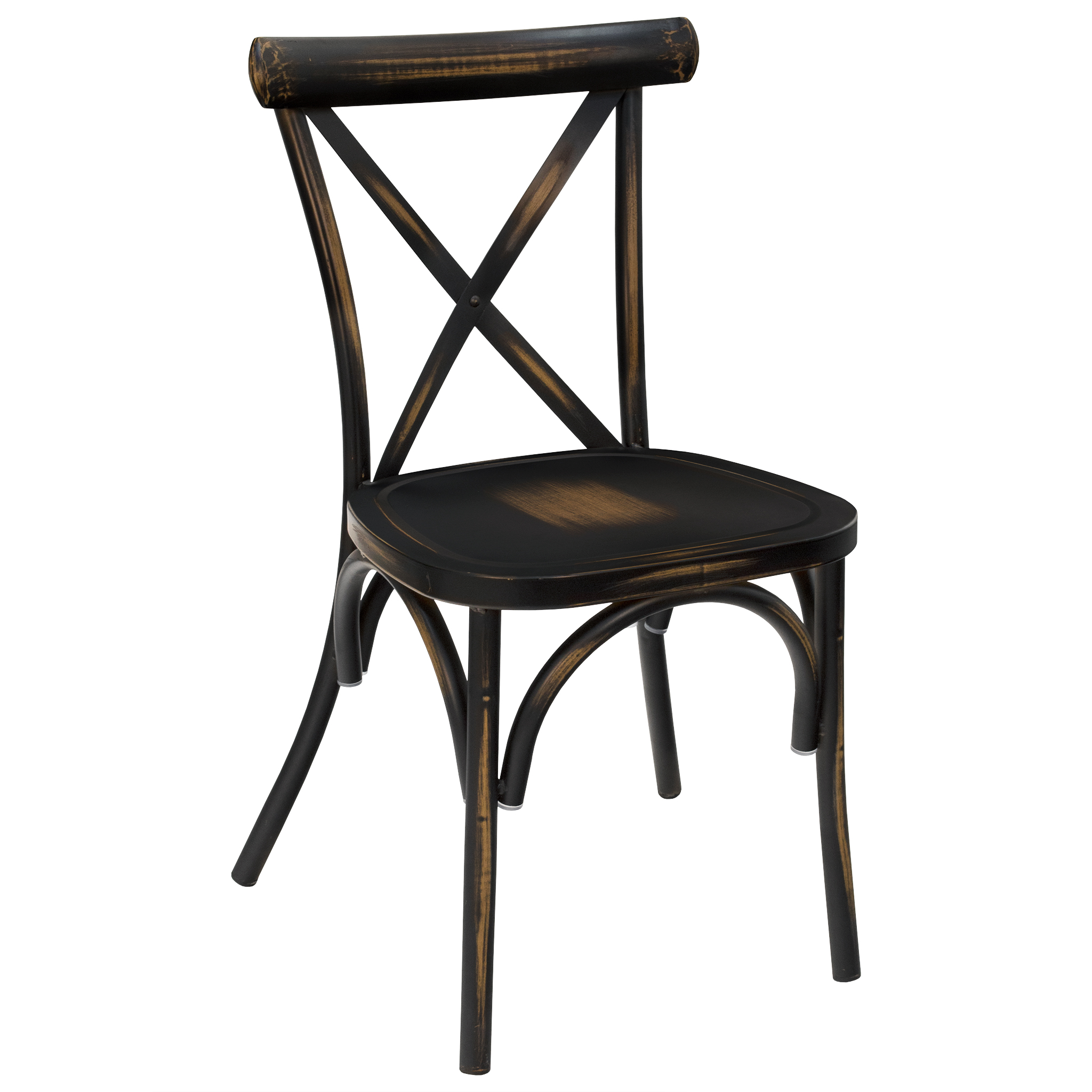 Carlisle Cross Back Chair in Distressed Black  Questions & Answers