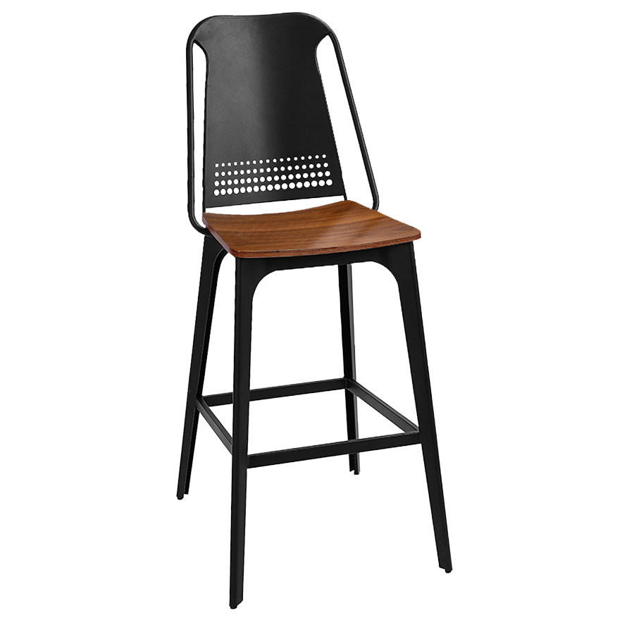 CLOSEOUT: Emory Bar Stool with Black Powder Coat and Wood Seat Questions & Answers