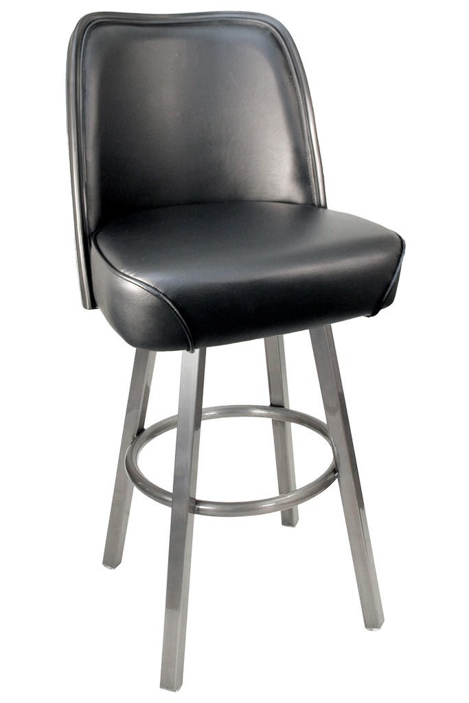 CLOSEOUT: Gladiator 625 Commercial Black PVC Edging Bucket Seat Bar Stool with Clear Coat Frame and Choice of 3 Vinyl Colors Questions & Answers