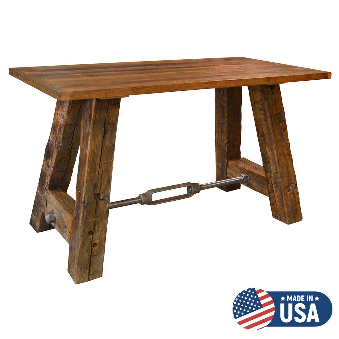 Reclaimed Barn Wood Turnbuckle Table in Bar Height with Choice of 3 Finishes (Multiple Sizes Available!) Questions & Answers