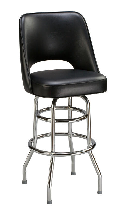 Bucket Seat Bar Stool with Cut-Out Back and Double Ring Chrome Base from Regal Seating Questions & Answers