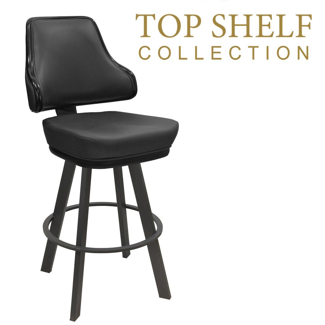 Top Shelf Collection Gladiator 1025 Classic Casino Bucket Bar Stool on Large Black Frame and Choice of 3 Vinyl Colors Questions & Answers